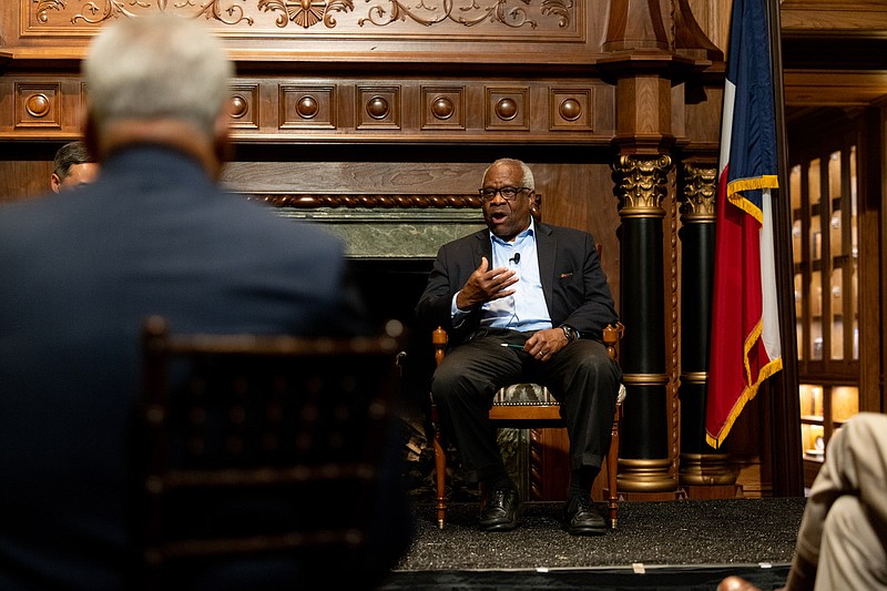 Photo/Allison V. Smith/The New York Times / Supreme Court Justice Clarence Thomas is shown at a conference in Dallas, Texas, on May 13, 2022.