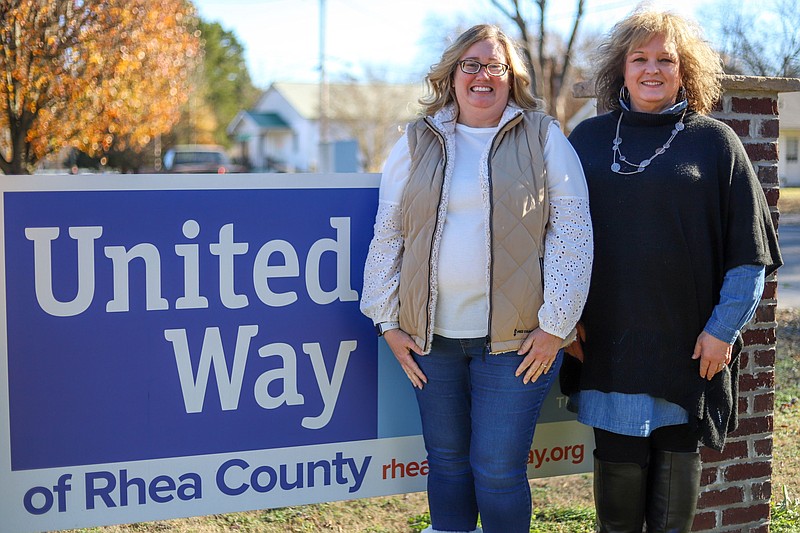 Staff photo by Olivia Ross / Amy McRorie and Angie Drake of United Way stand outside the Rhea County United Way on Nov. 30. The two were involved with Olivia Keller's cases and the Neediest Cases Fund.