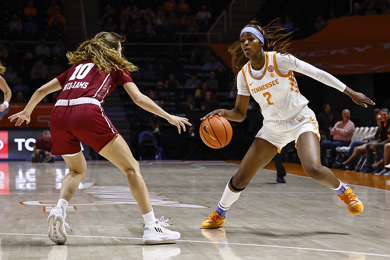 AP file photo by Wade Payne / Tennessee forward Rickea Jackson, right, returned after a two-game absence to lead the team with 17 points in 15 minutes off the bench Sunday as the Lady Vols beat Wright State 96-57.
