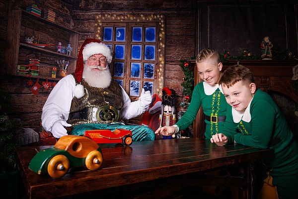 santa and his elves making toys