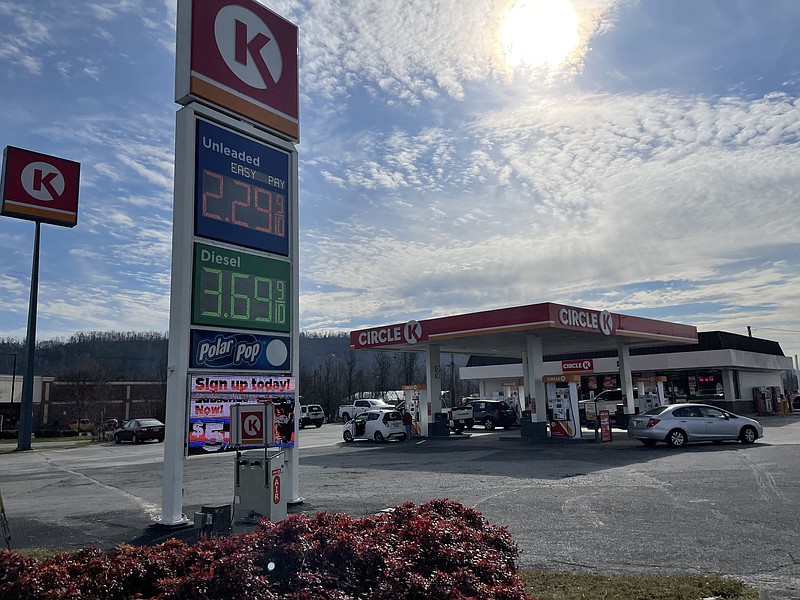 Photo by Dave Flessner / The Circle K gas station in Ooltewah advertises regular gas as cheap as  $2.29 a gallon for those signed up for gas rewards programs. Regular gas without participating i the bonus program is prices at $2.38 a gallon which is still one of the lowest prices in Chattanooga and less than half the peak price reached in June.