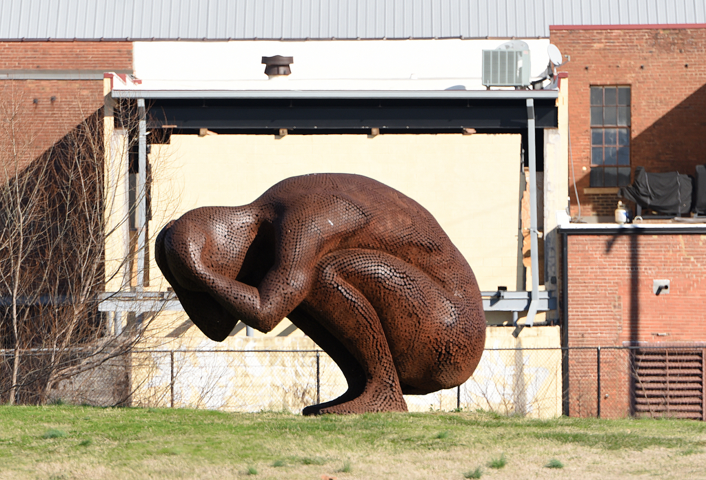 Staff photo by Matt Hamilton / A sculpture titled "The Least Amount of Space" at Montague Park on Wednesday, Dec. 21.