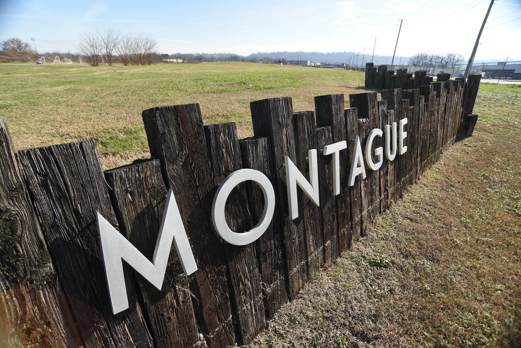 Staff photo by Matt Hamilton / The sign for Montague Park is seen Wednesday.