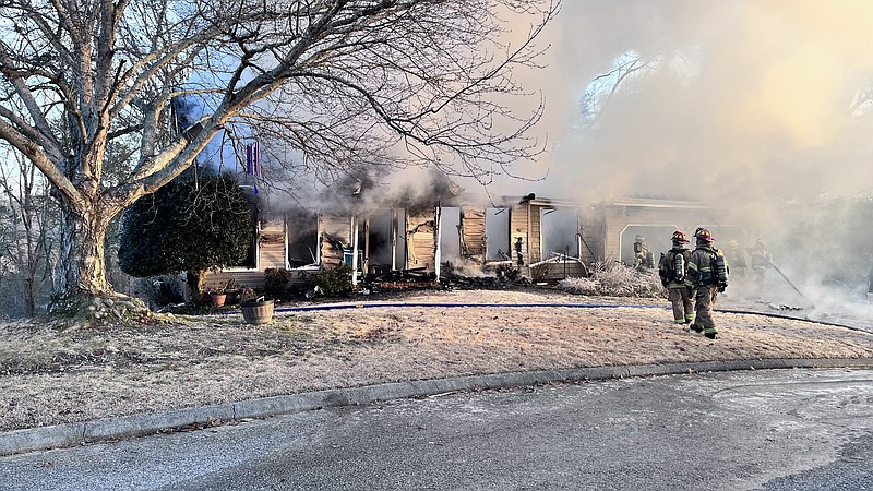 Chattanooga Fire Department / A house fire burns on Friday in Hixson.