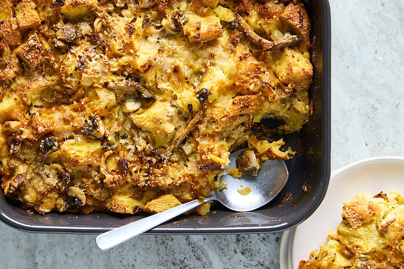 Rich with cheese and filled with butternut squash and mushrooms, this breakfast casserole is worth waking up for. / Ryan Liebe/The New York Times