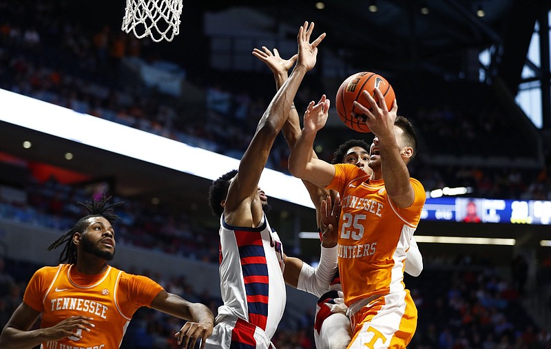 Tennessee Athletics photo / Tennessee senior guard Santiago Vescovi (25) scored 22 points to lead the No. 7 Volunteers past Ole Miss 63-59 Wednesday night in Oxford.
