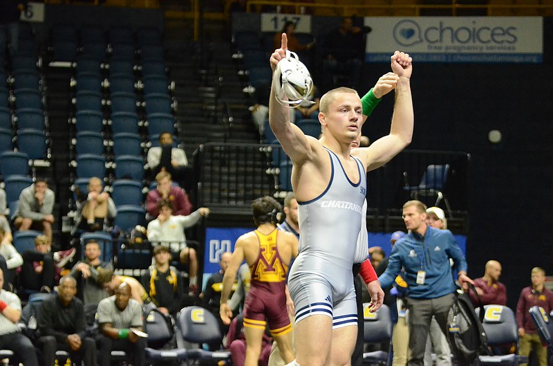 Photo courtesy Laura O'Dell // UTC junior 133-pounder Brayden Palmer rallied to become only the second Mocs wrestler in school history to advance to the finals of the annual Southern Scuffle.
