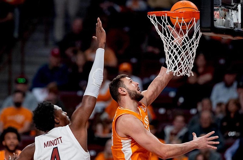 Tennessee Athletics photo / Tennessee fifth-year senior forward and former Hamilton Heights standout Uros Plavsic has started 14 games this season for the Volunteers and is averaging 14.4 minutes per contest.