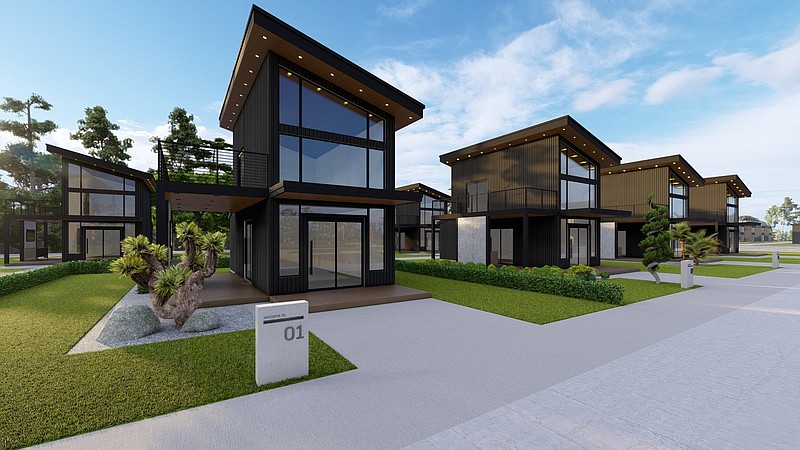 Contributed Rendering by Post Pro Capital / A rendering shows planned micro-homes, which are to go in Eastdale if the project wins approval from the Chattanooga City Council.