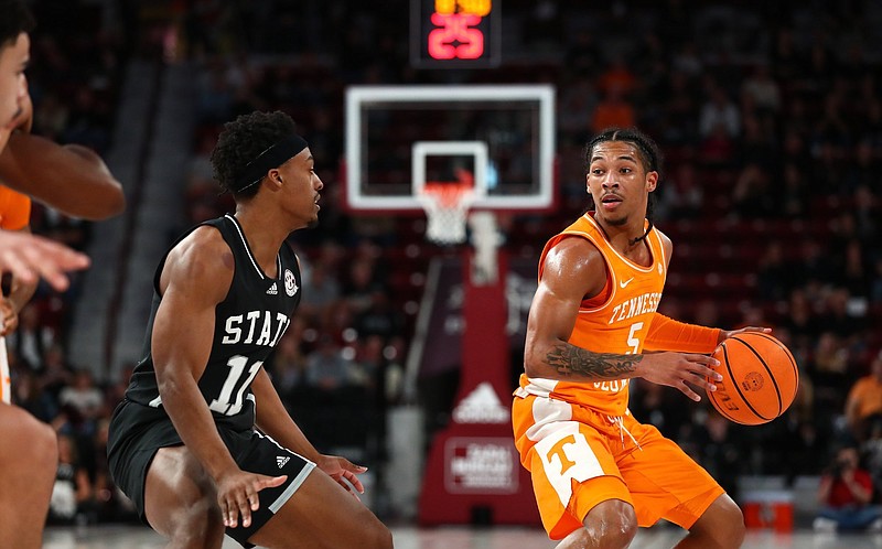 Tennessee Athletics photo / Tennessee sophomore guard Zakai Zeigler scored a career-high 24 points Tuesday night in leading the No. 9 Volunteers past Mississippi State 70-59 in Starkville.