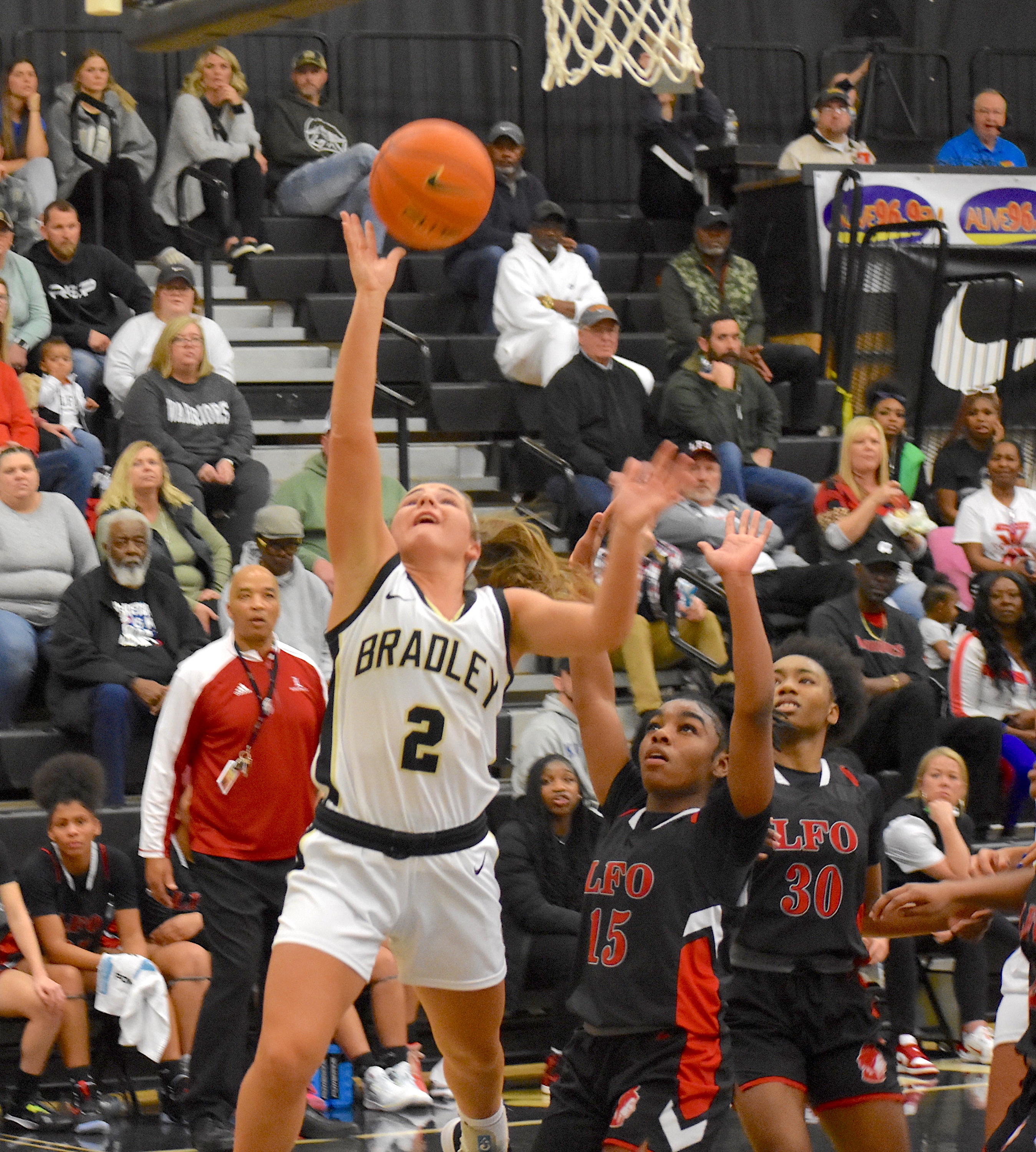 Staff photo by Patrick MacCoon / Bradley Central sophomore Avary Brewer goes up for the score after stealing a pass in Saturday's home win over Lakeview-Fort Oglethorpe.
