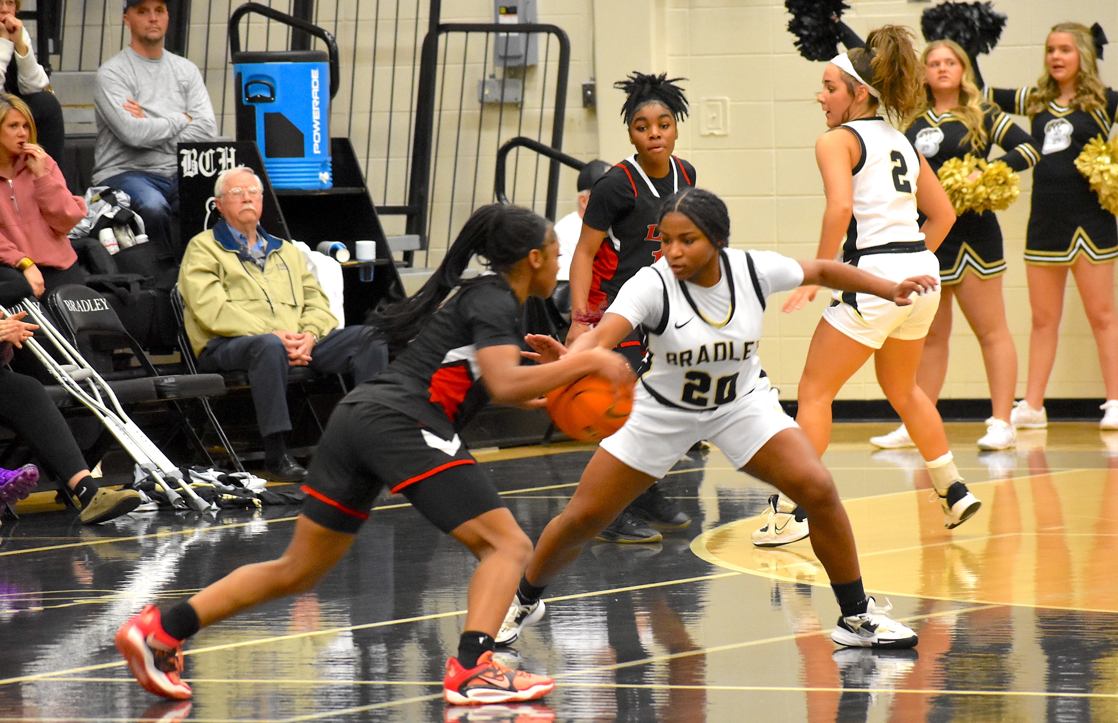 Staff photo by Patrick MacCoon / Bradley Central sophomore Malia Wilcox (20) played tough defense to help the Bearettes pull away during Saturday's home win against Lakeview-Fort Oglethorpe.