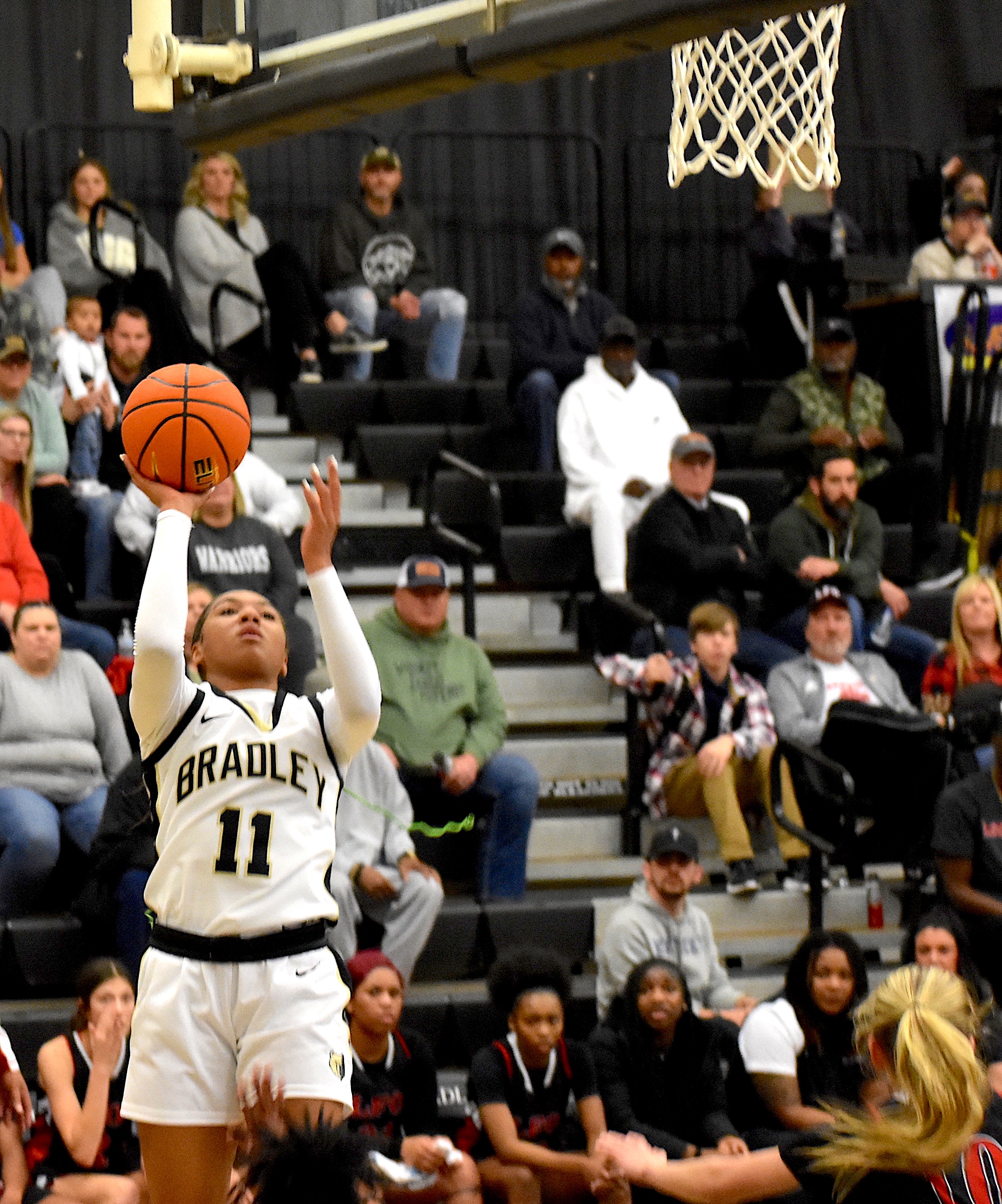 Staff photo by Patrick MacCoon / Bradley Central sophomore Harmonie Ware goes up for a shot during Saturday's 74-43 home victory over Lakeview-Fort Oglethorpe.
