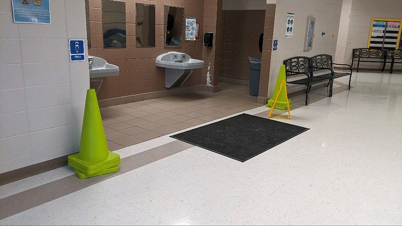 Contributed photo / The fourth and fifth grade bathrooms at Wallace Smith Elementary School, seen here on Monday, are closed as Hamilton County Schools works to address a sewage leak.