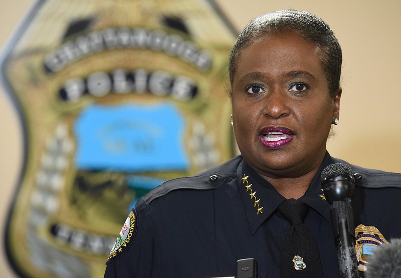 Staff Photo by Matt Hamilton / Chattanooga Police Chief Celeste Murphy speaks during a press conference on Nov. 30.