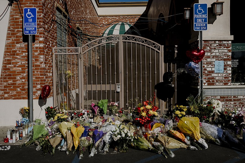 Photo/Mark Abramson/The New York Times / A makeshift memorial site at the scene where a mass shooting occurred four days prior at Star Ballroom Dance Studio in Monterey Park, Calif., on Tuesday, Jan. 24, 2023. A barrage of gun violence left the nation’s most populous state groping for answers as the death toll from back-to-back mass shootings in California rose to at least 19 people in less than three days.