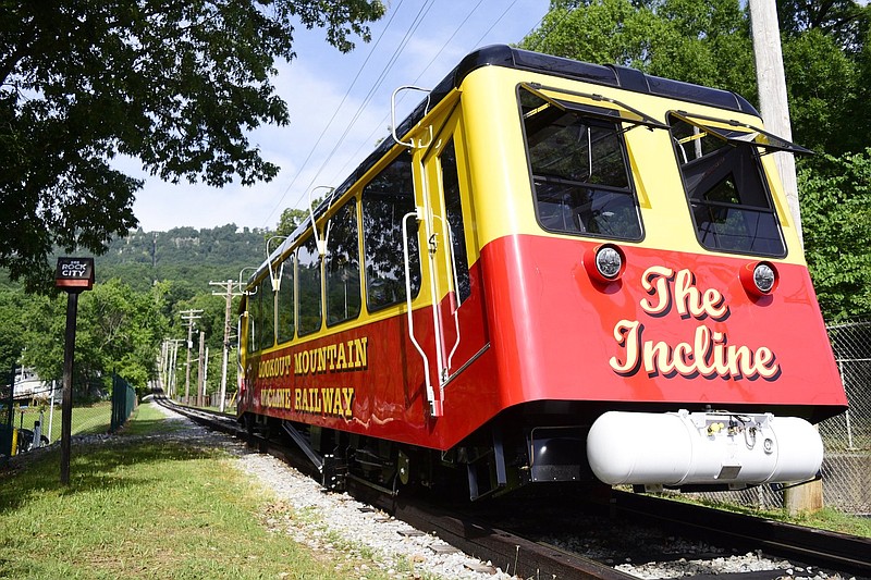 Staff Photo by Robin Rudd / The Incline starts up the mountain after departing St. Elmo station in 2020. The historic rail line up Lookout Mountain was cited by Forbes, which identified Chattanooga as one of the best travel destinations for 2023.
