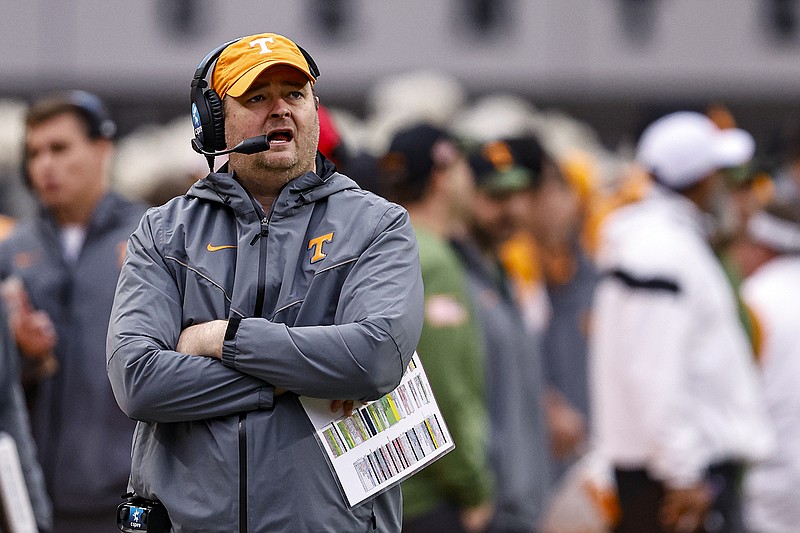 AP photo by Wade Payne / Tennessee football coach Josh Heupel, shown during the Vols' home win against Missouri last November, has filled out his full-time coaching staff again.