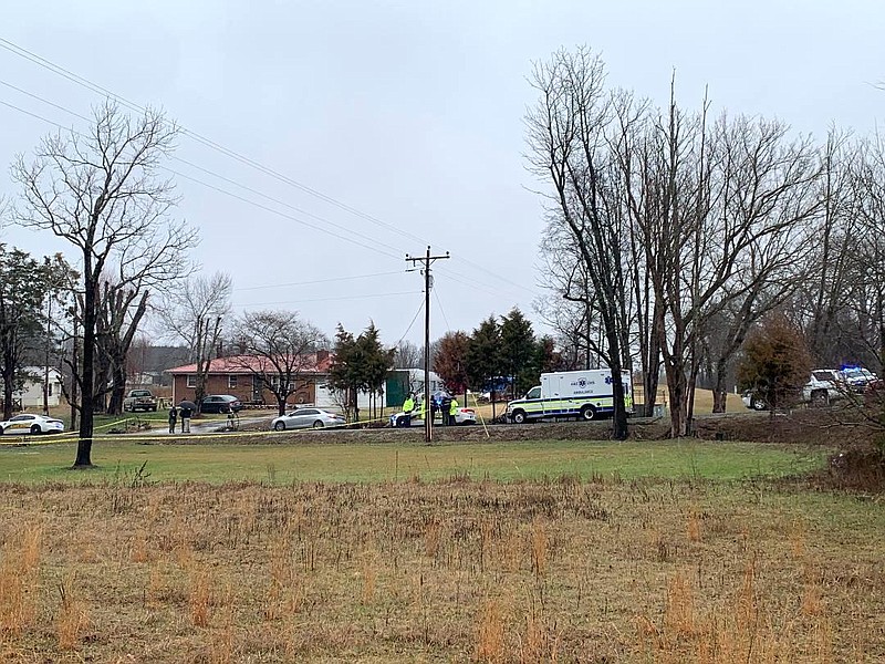 Franklin County Sheriff's Office / Deputies with the Franklin County Sheriff's Office investigate the discovery Thursday of a 53-year-old woman's body Thursday on Lightfoot Lane, off of AEDC Road near Woods Reservoir.