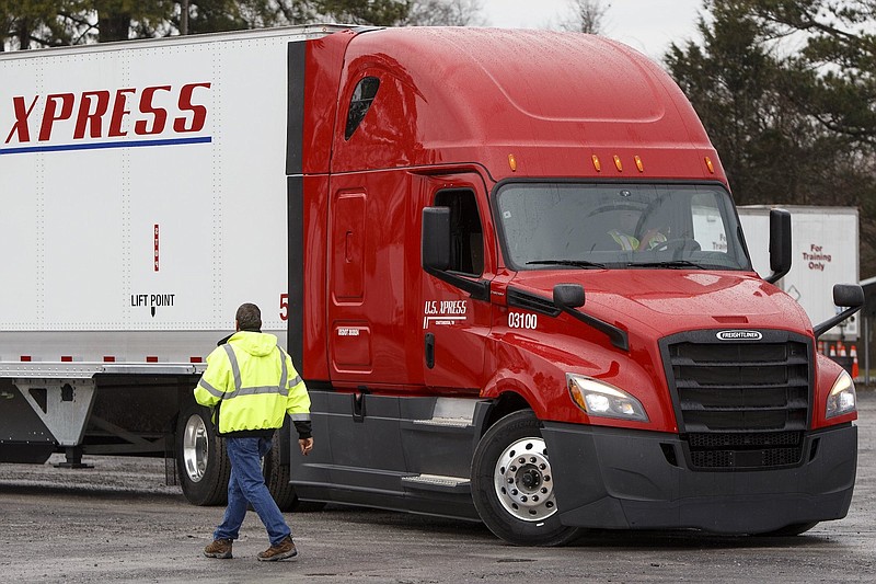 Staff Photo / A truck demos the driving range at the U.S. Xpress Tunnel Hill facility in 2019 in Tunnel Hill, Ga. The Chattanooga-based trucking company reported adjusted losses of 18 cents per share for the fourth quarter of 2022, which was above the average 12 cents-per-share loss predicted by four analysts surveyed by Zacks Investment Research.