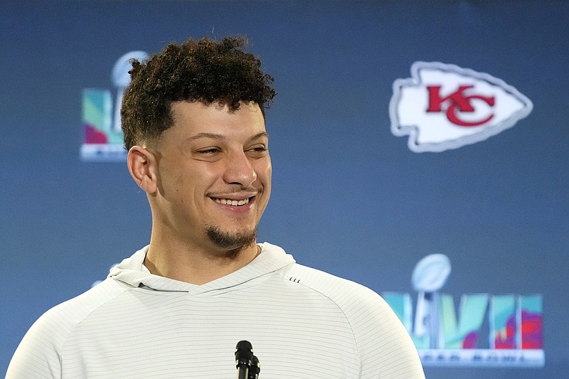 AP photo by Ross D. Franklin / Kansas City Chiefs quarterback Patrick Mahomes listens to a question from a reporter Wednesday in Scottsdale, Ariz. Mahomes, who is preparing to face the Philadelphia Eagles in Sunday's Super Bowl LVII, was announced Thursday night as the winner of the NFL MVP honor for the 2022 season.