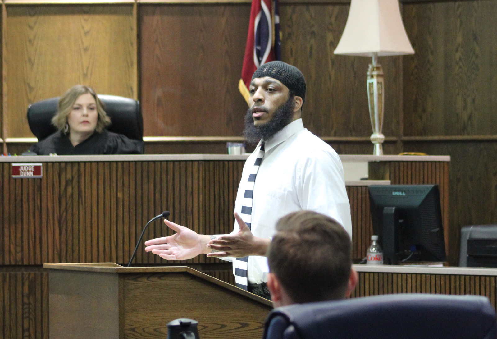 Staff photo La Shawn Pagán / Kameron Leslie addresses the jury Friday at the Hamilton County Criminal Court during closing arguments of his murder trial. Leslie, who represented himself in the trial, was found guilty.