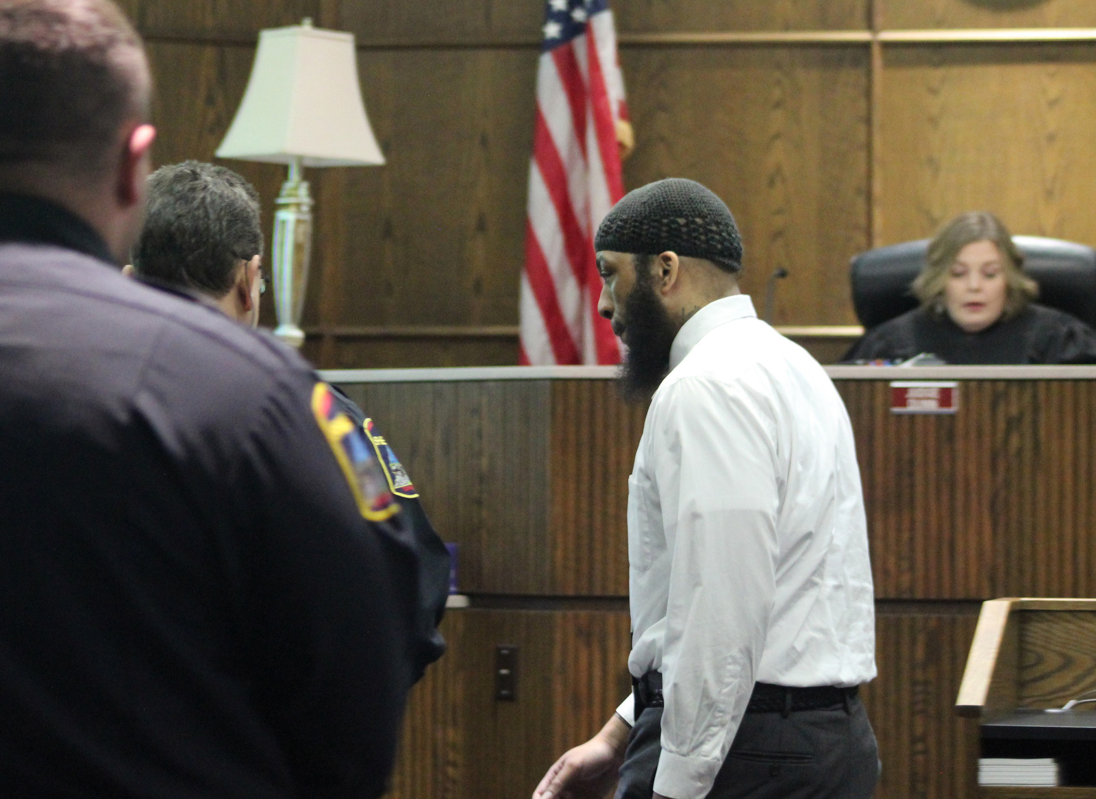 Staff Photo La Shawn Pagán / Kameron Leslie being led out of a Hamilton County Criminal Court room on Friday after being found guilty of first-degree premeditated murder.