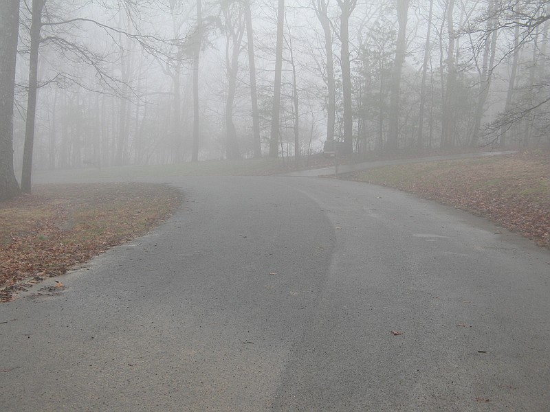 Contributed Photo / Hamilton County commissioners voted 6-5 to deny a request by neighbors to accept Terrace Falls Drive, seen here on a foggy Wednesday, as a county road.