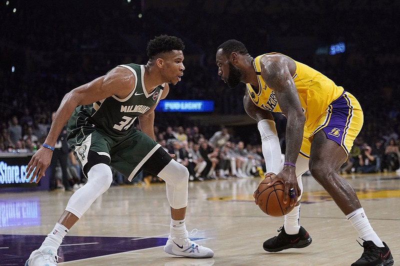 AP file photo by Mark J. Terrill / The Los Angeles Lakers' LeBron James, right, and the Milwaukee Bucks' Giannis Antetokounmpo, left, are captains for this weekend's NBA All-Star Game in Salt Lake City, but they won't pick their teams until Sunday, shortly before the matchup at the home of the Utah Jazz.
