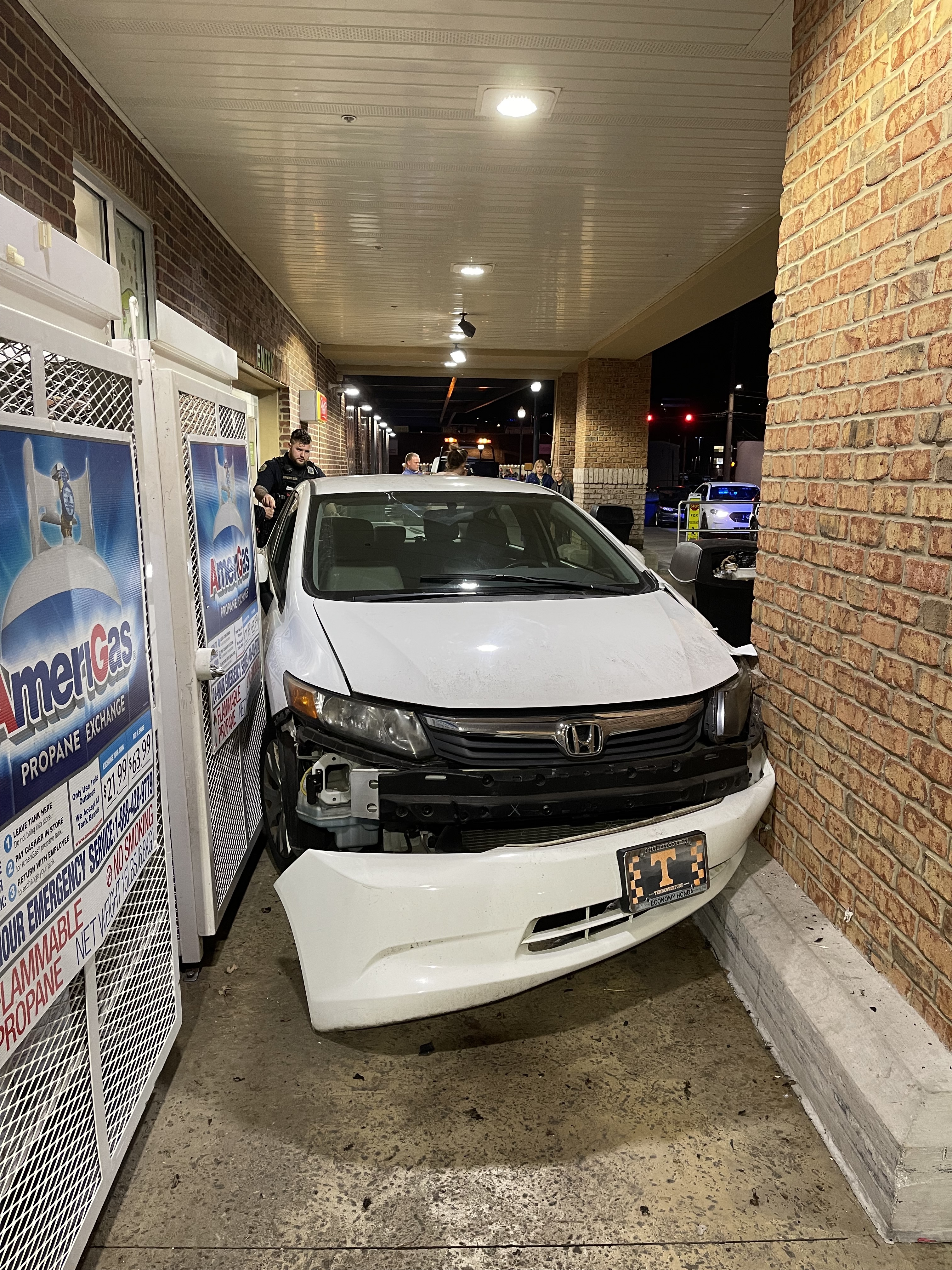 Staff Photo by Jennifer McNally / A car crashed into the Publix grocery store on North Market Street in Chattanooga on Thursday.