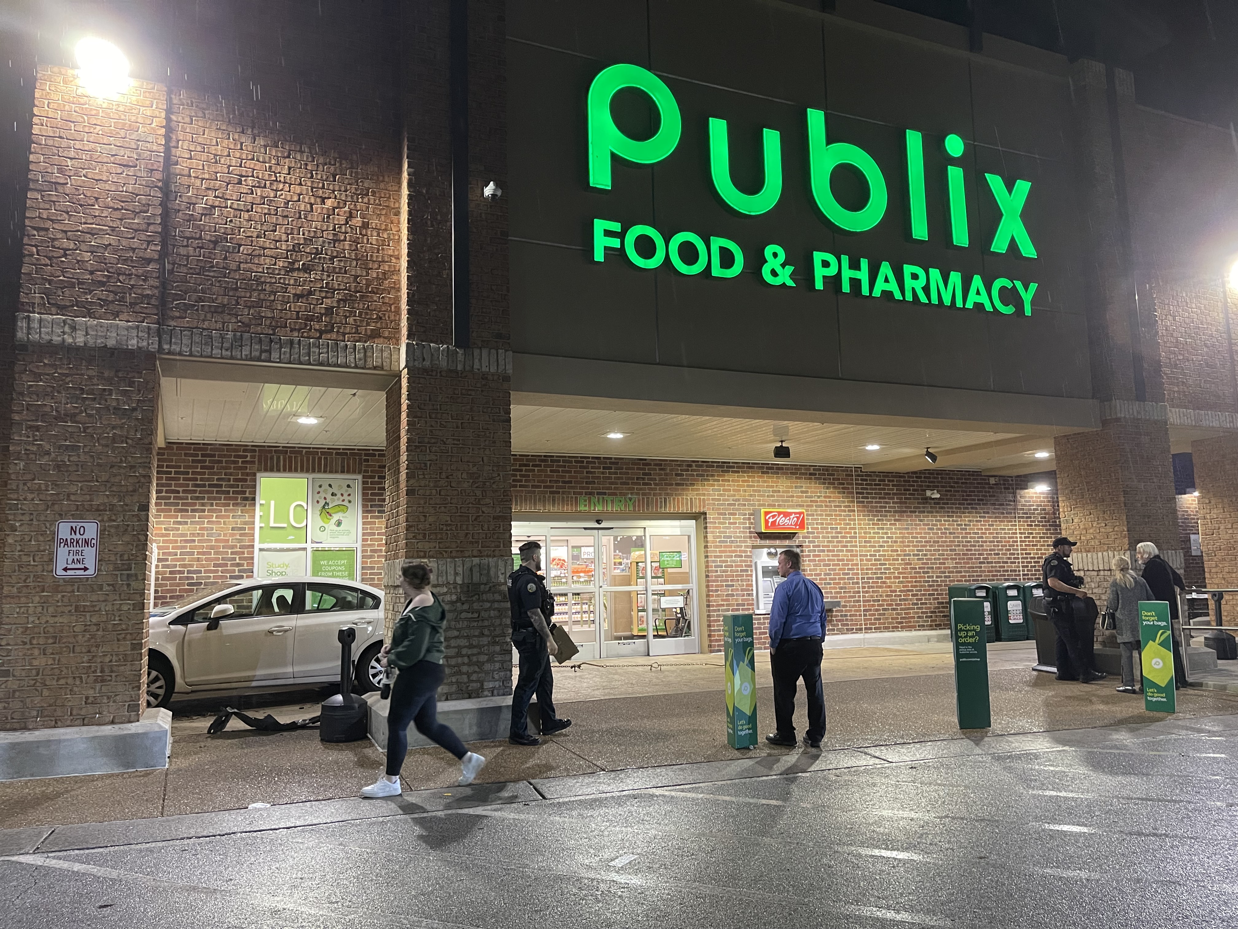 Staff Photo by Jennifer McNally / A car crashed into the Publix grocery store on North Market Street in Chattanooga on Thursday.