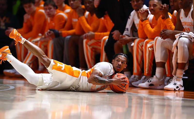 Tennessee Athletics photo / Tennessee sophomore guard Zakai Zeigler covered the court Saturday night, scoring 13 points and dishing out 11 assists in the Vols' 85-45 whipping of South Carolina in Knoxville.