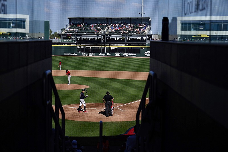 AP photo by Brynn Anderson / The Boston Red Sox play the Atlanta Braves during a Grapefruit League exhibition game Saturday at spring training in North Port, Fla.
