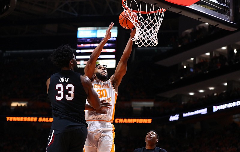 Tennessee Athletics photo / Tennessee senior guard Josiah-Jordan James scored 18 points in 21 minutes Saturday night to lead the No. 11 Volunteers to an 85-45 rout of South Carolina.