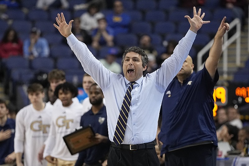 AP photo by Chris Carlson / Georgia Tech men's basketball coach Josh Pastner shouts during Wednesday's loss to Pittsburgh at the ACC tournament in Greensboro, N.C.