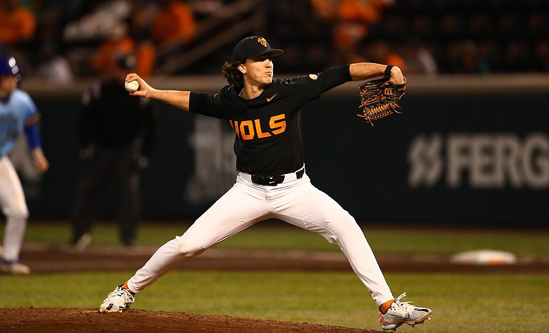Tennessee Athletics photo / Tennessee starting pitcher Chase Dollander racked up 11 strikeouts Friday night as the Volunteers dismantled Morehead State 23-4.
