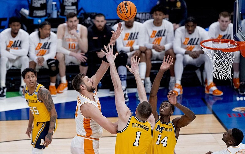 Tennessee Athletics photo / Tennessee forward Uros Plavsic goes up for a shot during last year's NCAA tournament second-round loss to Michigan in Indianapolis. The Volunteers will begin this year's NCAA tournament on Thursday night against the Louisiana Ragin' Cajuns in Orlando, Fla.