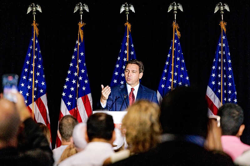 File photo/Scott McIntyre/The New York Times / Gov. Ron DeSantis speaks at an event in Doral, Fla., on March 1, 2023.