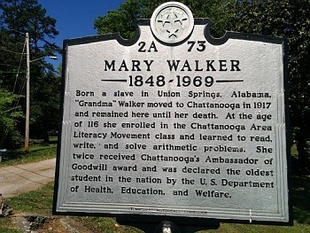 Contributed Photo / The historical marker in honor of former slave Mary Walker, who learned to read at age 116, is located on Wilcox Boulevard.