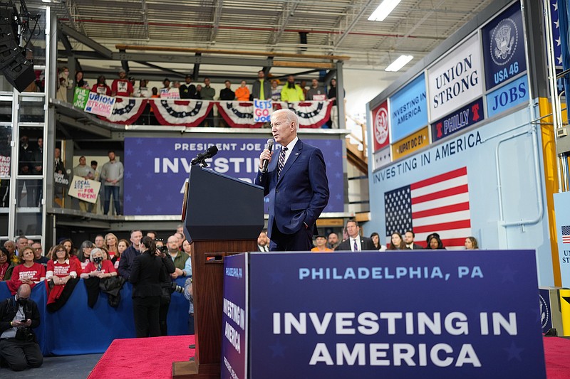 Photo/Doug Mills/The New York Times / President Joe Biden speaks about his 2024 proposed budget at the Finishing Trades Institute in Philadelphia on Thursday, March 9, 2023.