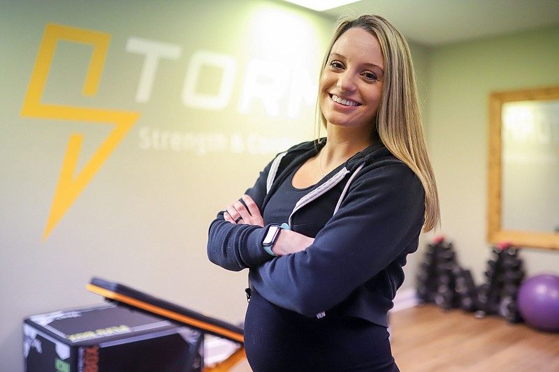 Staff Photo by Olivia Ross / Stormie Barnes poses for a photo at Storm Strength & Conditioning on Wednesday.