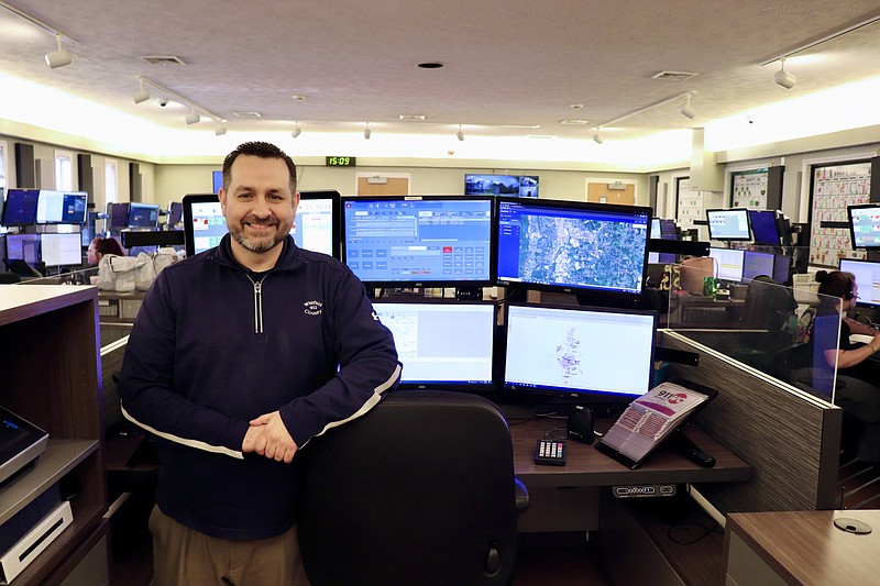 Whitfield County / David Metcalf, 911/Emergency Management Agency director for Whitfield County, is photographed in the county's 911 Center.