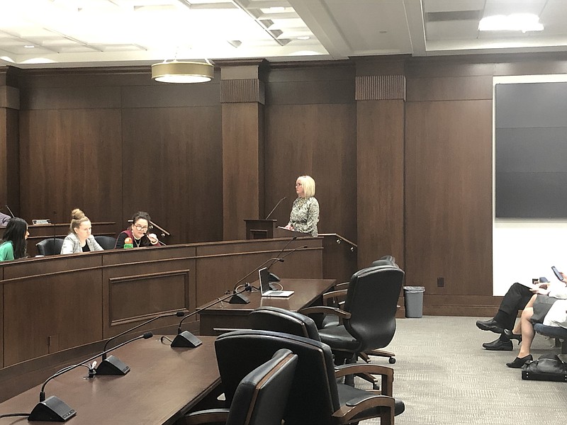 Staff Photo by Andy Sher / Rep. Esther Helton-Hayes, R-East Ridge, presents her bill creating narrow exceptions to Tennessee’s near-total abortion ban during the House Health Committee’s meeting March 6.