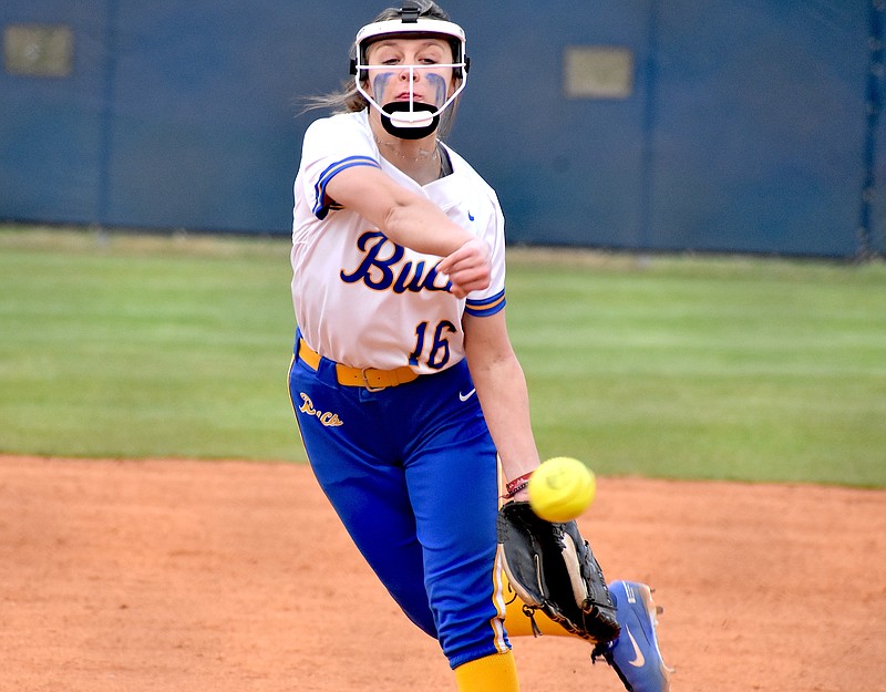 Staff photo by Patrick MacCoon / Boyd Buchanan sophomore Kinley Ervin tossed a one-hit shutout in Tuesday's road victory over Chattanooga Christian School.