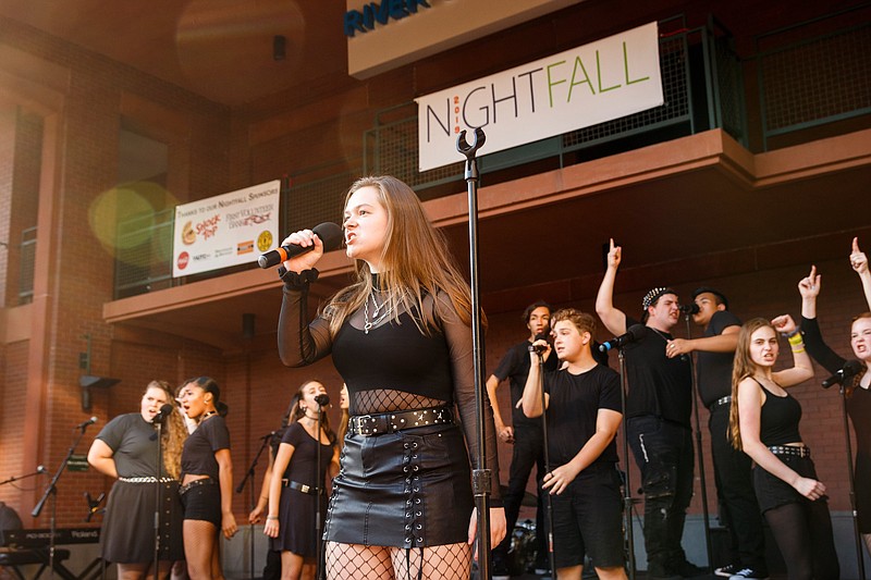 Staff Photo / The RockNRoll Chorus a cappella group performs at the Nightfall concert series at Miller Plaza in 2019 in Chattanooga. A new study is attempting to determine whether Chattanooga needs a new live music venue, and if so, what kind.
