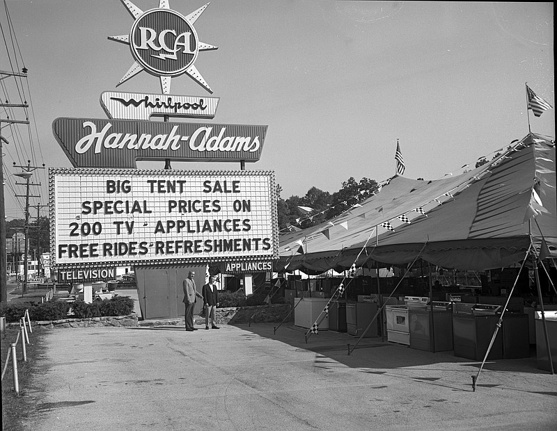 Contributed Photo from the EPB archives via ChattanoogaHistory.com / The Hannah-Adams appliance and electronics store was at the intersection of Belvoir Avenue and Brainerd Road. This September 1969 photo shows an outdoor sale in progress.