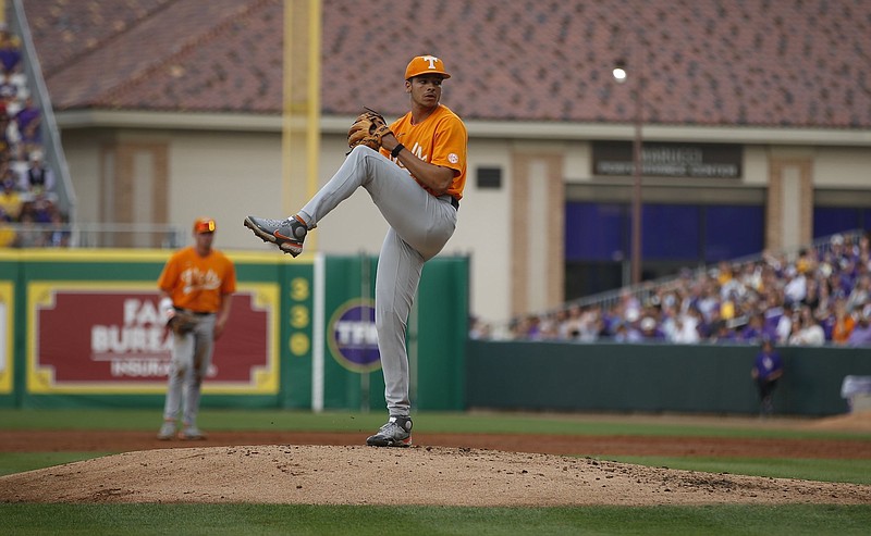 Tennessee Athletics photo / Tennessee starting pitcher Chase Burns dropped to 2-2 this season with a 4.97 ERA after allowing seven hits and five runs in less than four innings of Friday night’s 6-4 loss at LSU.