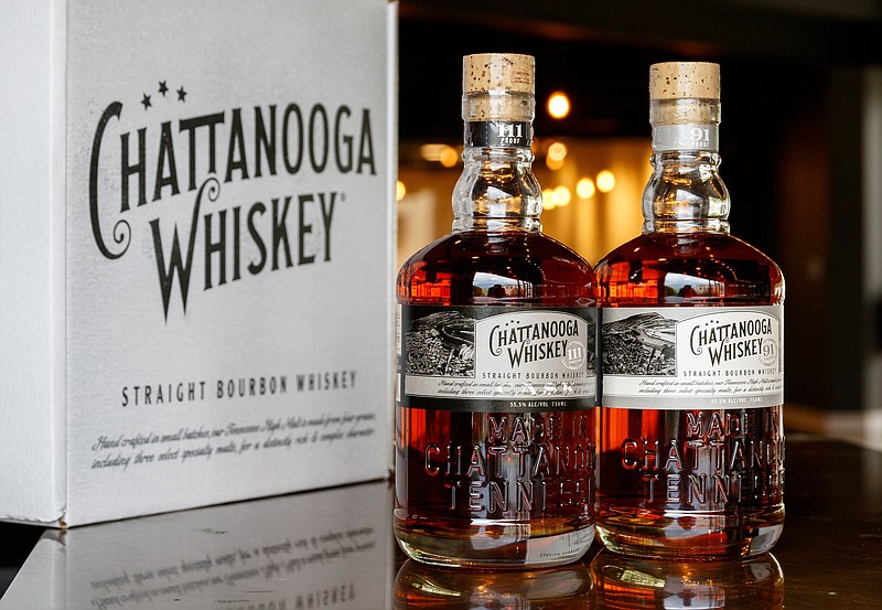 Staff Photo /  Bottles of Chattanooga Whiskey's 91-proof and 111-proof high-malt whiskeys are seen in its M.L. King Boulevard distillery in 2019 in Chattanooga. Chattanooga Whiskey was recently named the Craft Producer of the Year (Global) at the 2023 Icons of Whisky Awards in London..