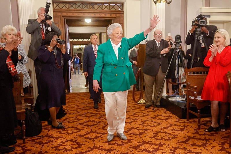 Alabama Gov. Kay Ivey enters the Old House Chambers for the State of the State address March 7. / Stew Milne for Alabama Reflector