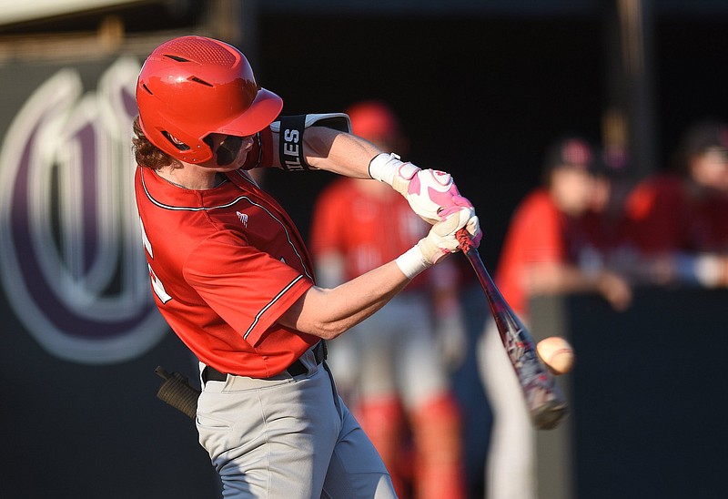 Staff file phot by Matt Hamilton / Signal Mountain's Carter Giles had four hits and three RBIs in Friday's 15-5 win over Chattanooga Christian.